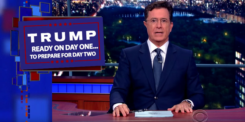 Stephen Colbert Trump slogan