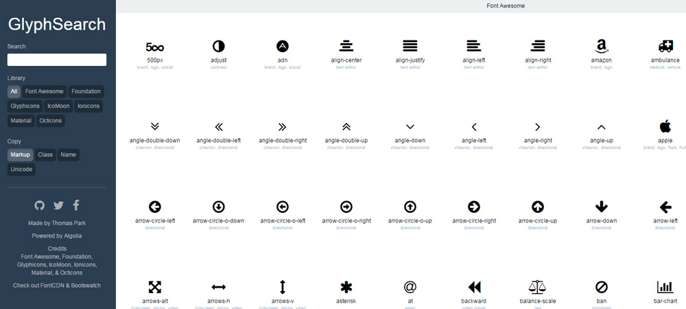 GlyphSearch homepage